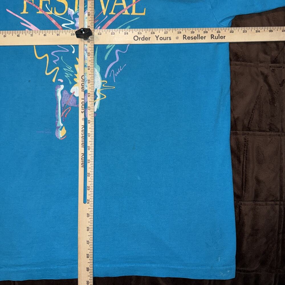 Vintage 1991 Fruit Of The Loom (Kentucky Derby) Single Stitch Teal Blue T-shirt - Picture 5 of 7